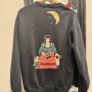 Vintage 90s Jerzees Southwestern Cardigan Sweatshirt Womens Large USA Folk Art